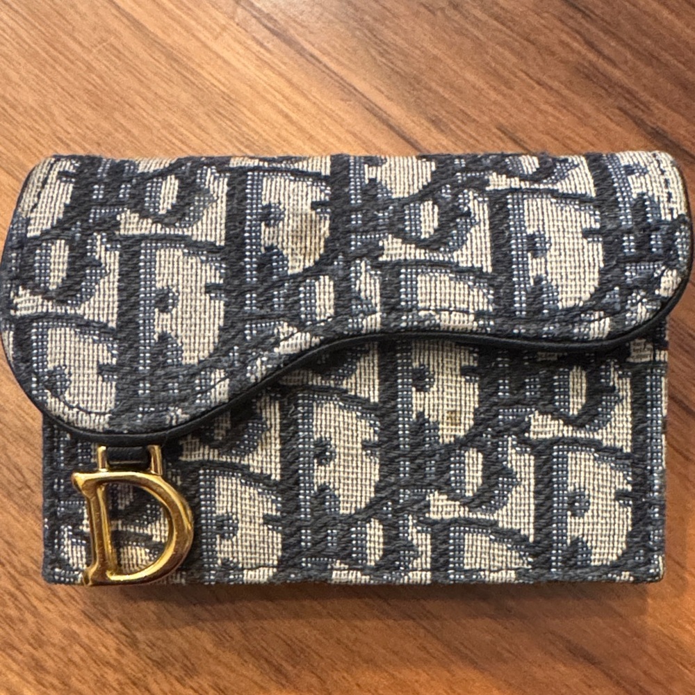 Dior Blue and Cream Monogram Card holder